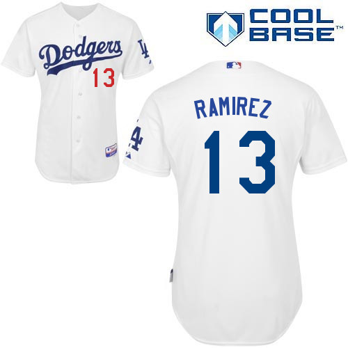 Hanley Ramirez #13 MLB Jersey-L A Dodgers Men's Authentic Home White Cool Base Baseball Jersey